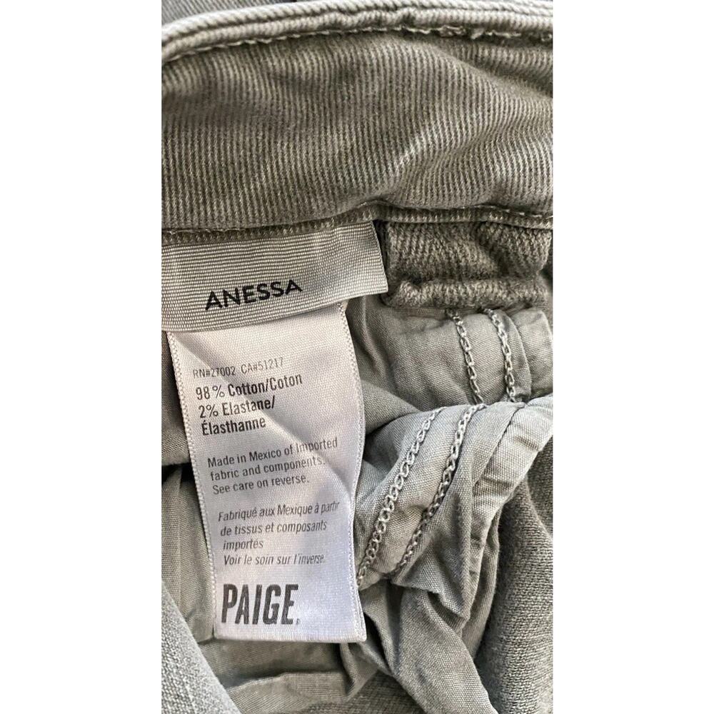 Paige Anessa Wide Leg Carpenter Jeans Olive Green Denim Size 28 High Rise Ankle - Picture 6 of 6